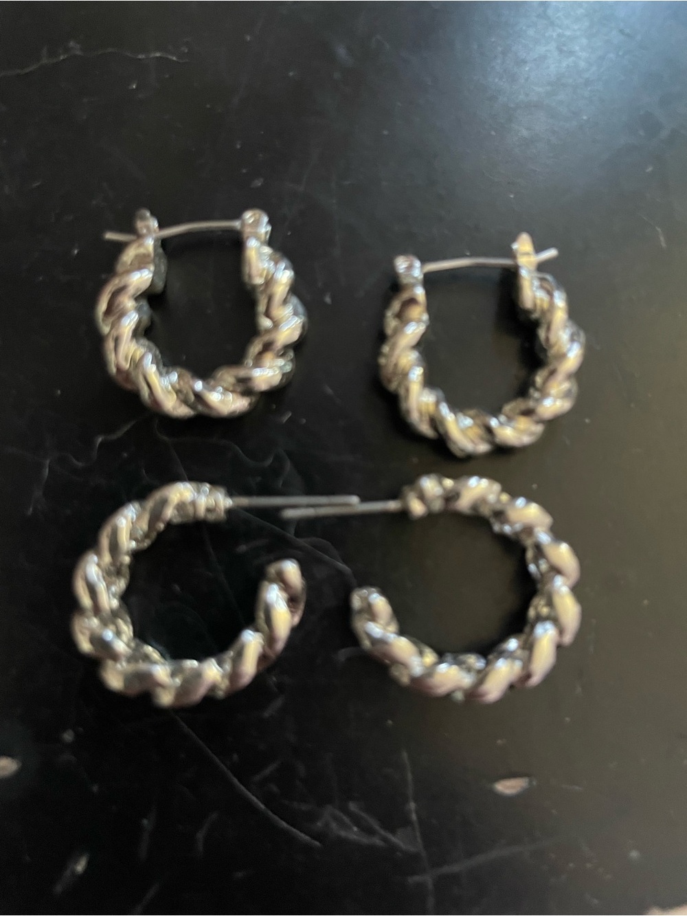 Forever 21 Silver Chainlink and Twisted Hoop Earrings Duo